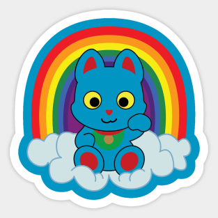 Rainbow Mankei Neko Dark Outline Sticker